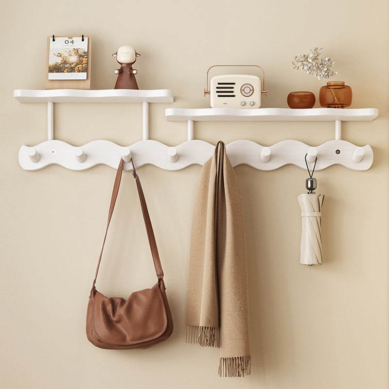 Contemporary Nordic Rectangular Wavy Bamboo Medium Density Fiberboard Wall-Mounted Coat Rack Hall Tree 1/2 Tier For Bedroom & Entryways
