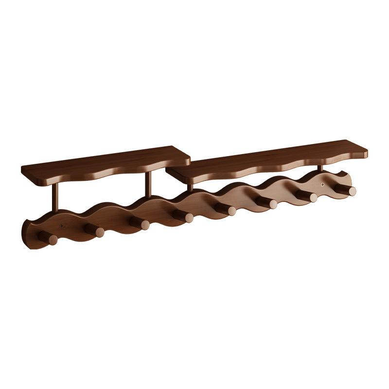 Contemporary Nordic Rectangular Wavy Bamboo Medium Density Fiberboard Wall-Mounted Coat Rack Hall Tree 1/2 Tier For Bedroom & Entryways