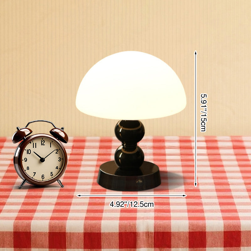 USB Rechargeable Mushroom Ambient Infinitely Dimmable Table Lamp - Creative Aluminum Alloy Bedside Lamp Cream Style Glass Table Light For Bedroom