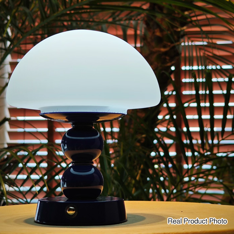 USB Rechargeable Mushroom Ambient Infinitely Dimmable Table Lamp - Creative Aluminum Alloy Bedside Lamp Cream Style Glass Table Light For Bedroom