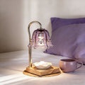 Contemporary Creative Iron Glass Oak Wood Lily Of The Valley Design 1-Light Melting Wax Table Lamp For Bedroom