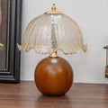 Contemporary Nordic Ceramic Iron Glass Round Flower Bud Design USB Plug-in LED Table Lamp For Bedroom