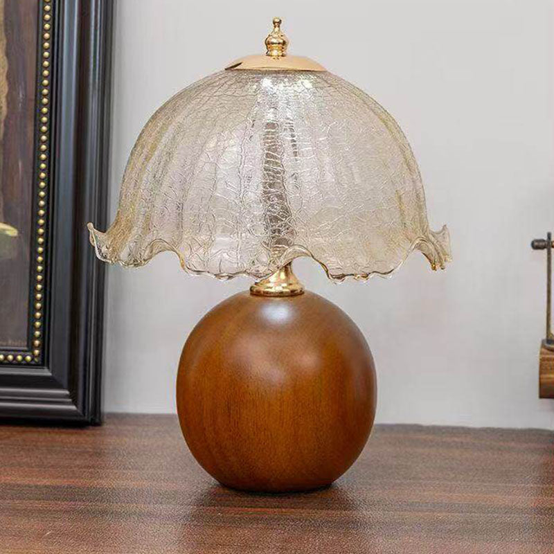 Contemporary Nordic Ceramic Iron Glass Round Flower Bud Design USB Plug-in LED Table Lamp For Bedroom