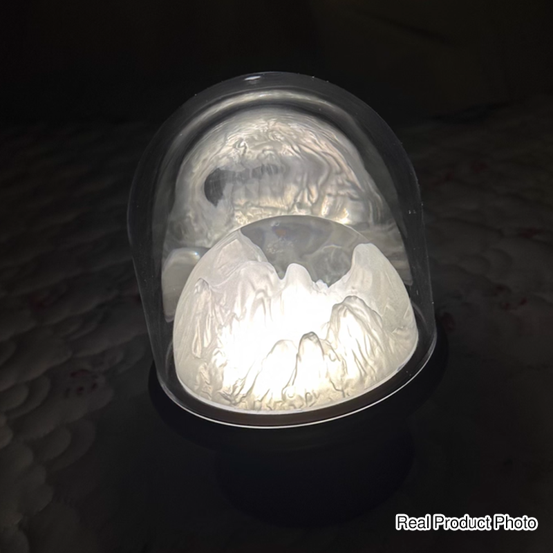 Aluminum Alloy Acrylic USB Rechargeable Snow Mountain Table Lamp - Creative Warm Glow LED Accent Light For Bedroom