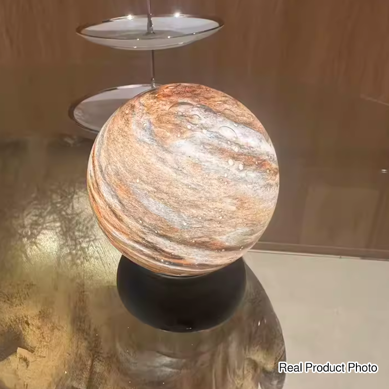 Artistic Glass Planet Sphere USB Rechargeable Table Lamp - Art Deco Touch Dimmable Brightness Ambient Bedside Lighting For Bedroom
