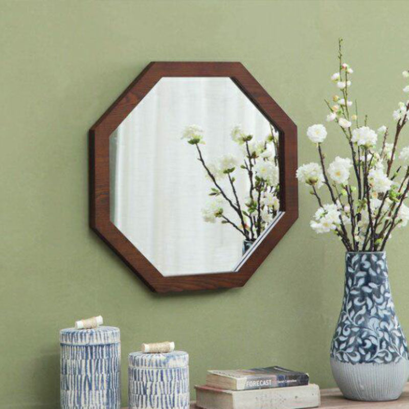Traditional Chinese Round Octagonal Medium Density Fiberboard Glass Wall Mirror Hanging Mirror For Bedroom