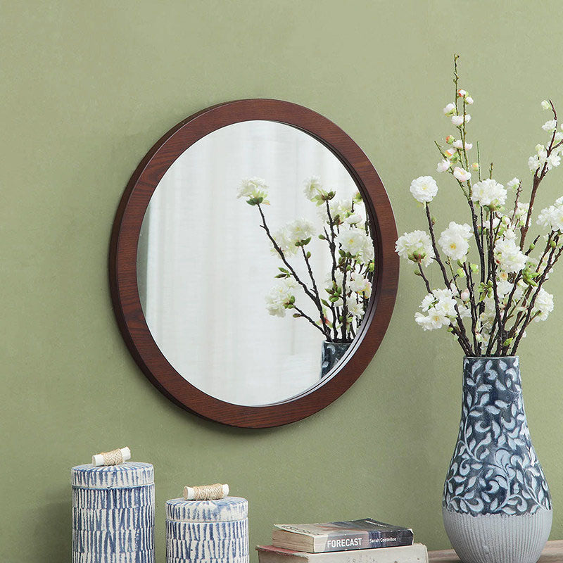 Traditional Chinese Round Octagonal Medium Density Fiberboard Glass Wall Mirror Hanging Mirror For Bedroom