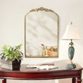Traditional European Iron Glass Rectangular Arched Wall Mirror For Living Room & Bathroom