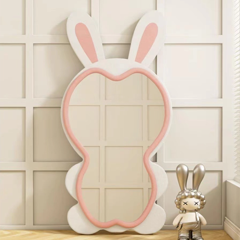 Contemporary Creative HDF Velvet Sponge Rabbit-Shaped Full-Length Floor Mirror For Bedroom & Living Room