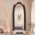 Contemporary Creative Velvet MDF Sponge Glass Bear-Shaped Full-Length Floor Mirror For Bedroom & Living Room