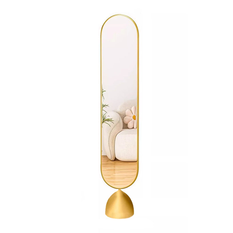 Modern Minimalist Iron Plastic Glass Oval Swivel Full-Length Floor Mirror With Storage & Clothing Rack For Bedroom & Living Room