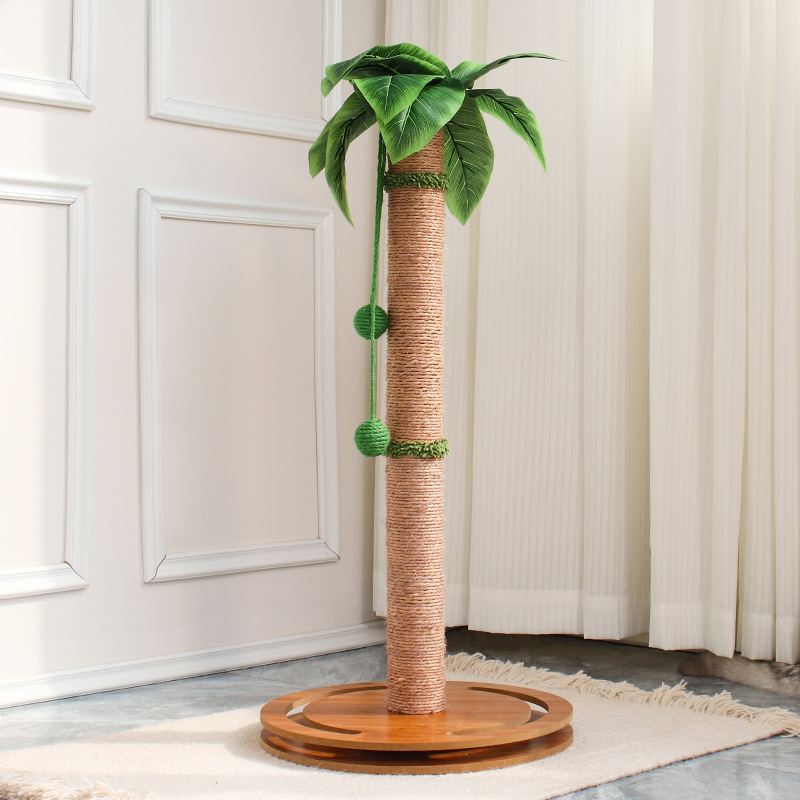 Contemporary Creative Cylindrical Tree-Shaped Sisal Medium Density Fiberboard Plastic Paper Tube Cat Scratching Post With Plants For Living Room