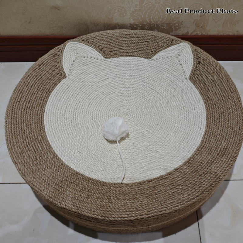 Modern Minimalist Cylindrical Round Sisal Foam Cat Scratching Post & Scratching Board With Toy Ball For Living Room