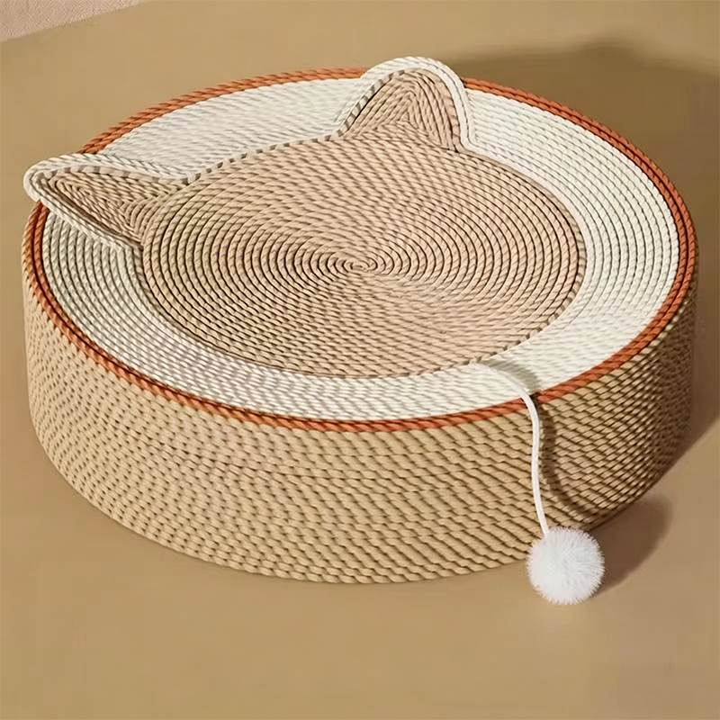 Modern Minimalist Cylindrical Round Sisal Foam Cat Scratching Post & Scratching Board With Toy Ball For Living Room