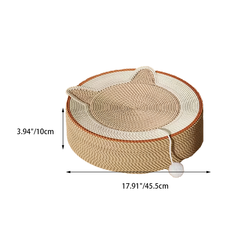 Modern Minimalist Cylindrical Round Sisal Foam Cat Scratching Post & Scratching Board With Toy Ball For Living Room