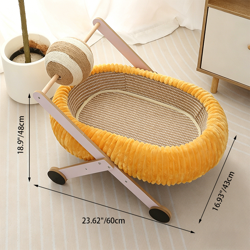 Contemporary Creative Oval Starry Sky Sisal Cotton Rope Fabric Medium Density Fiberboard Foam Velvet Teddy Fleece Cat Bed Toy Ball For Living Room
