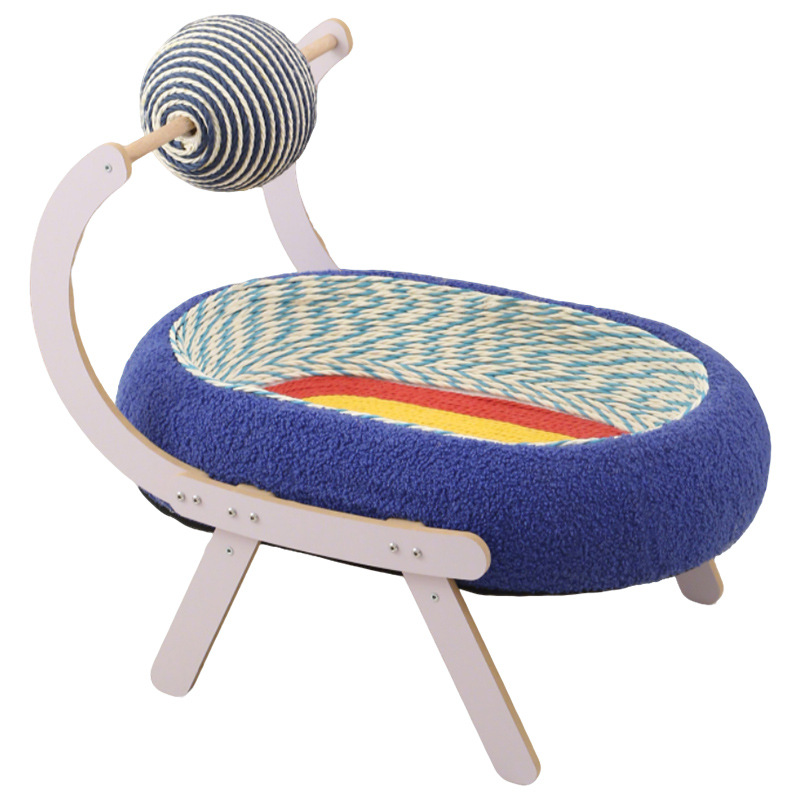 Contemporary Creative Oval Starry Sky Sisal Cotton Rope Fabric Medium Density Fiberboard Foam Velvet Teddy Fleece Cat Bed Toy Ball For Living Room