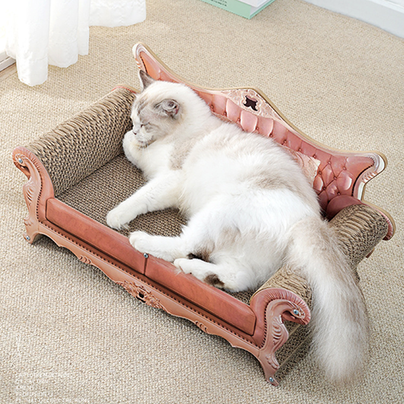 Contemporary Luxury Rectangular Corrugated Paper Medium Density Fiberboard Cat Bed For Living Room