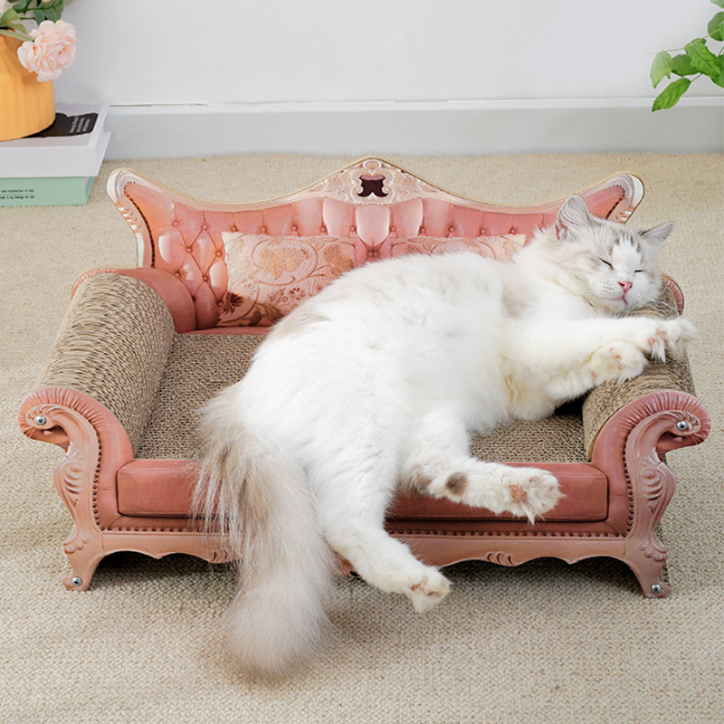 Contemporary Luxury Rectangular Corrugated Paper Medium Density Fiberboard Cat Bed For Living Room