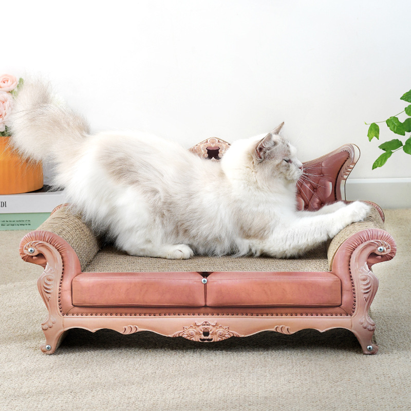 Contemporary Luxury Rectangular Corrugated Paper Medium Density Fiberboard Cat Bed For Living Room