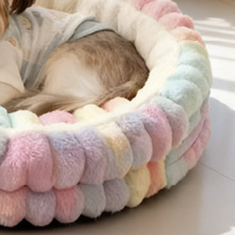 Modern Minimalist Round Cylindrical Velvet PP Cotton Cat Bed & Dog Bed For Bedroom