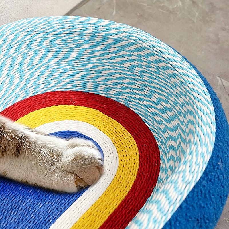 Contemporary Creative Round Oval Kraft Paper Teddy Fleece Cat Bed With Toy Ball For Bedroom