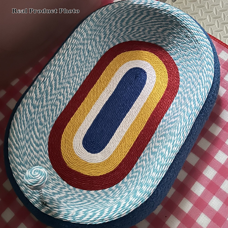 Contemporary Creative Round Oval Kraft Paper Teddy Fleece Cat Bed With Toy Ball For Bedroom