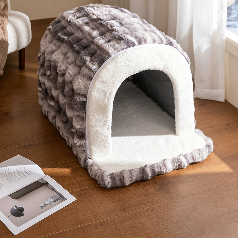 Modern Minimalist Cylindrical Velvet Latex Anti-Slip Dotted Fabric Cat Bed & Dog Bed For Bedroom