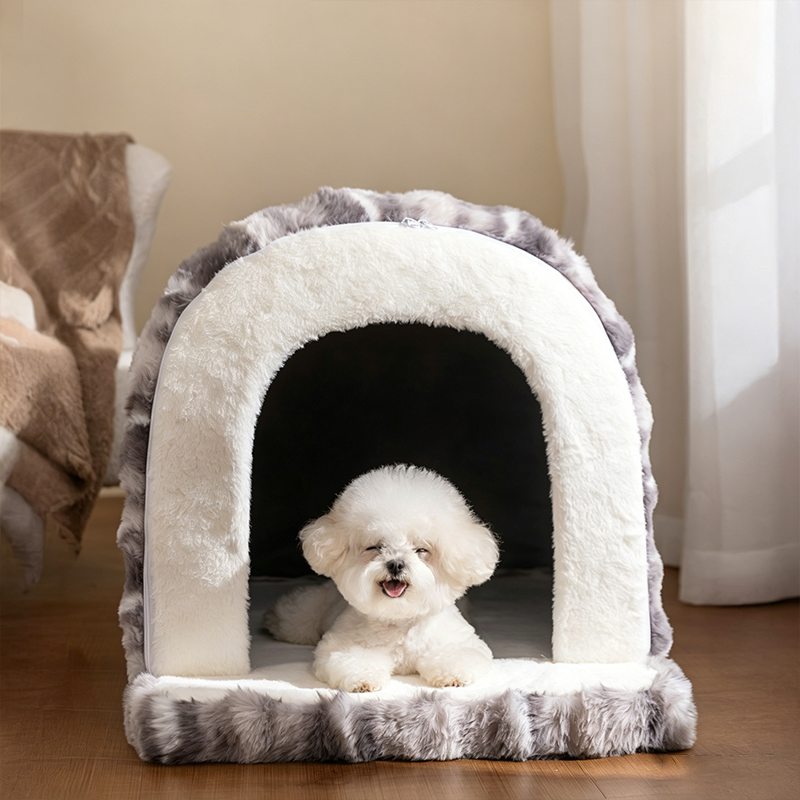 Modern Minimalist Cylindrical Velvet Latex Anti-Slip Dotted Fabric Cat Bed & Dog Bed For Bedroom