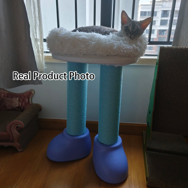 Contemporary Creative Cylindrical Boot-Shaped HDPE Paper Rope Fleece Cat Tree & Condo 1 - Condo For Living Room
