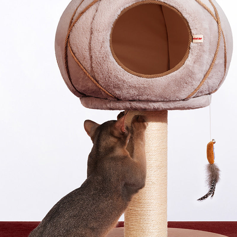 Contemporary Creative Cylindrical Gourd-Shaped Particleboard Sisal Velvet Cat Tree & Condo 1 - Condo For Living Room