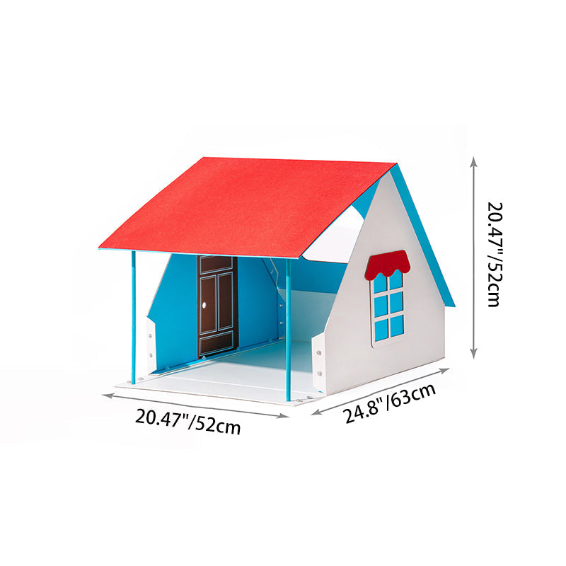 Contemporary Creative Rectangular House-Shaped Cardboard Felt Corrugated Paper Fleece Pad Cat Bed For Bedroom