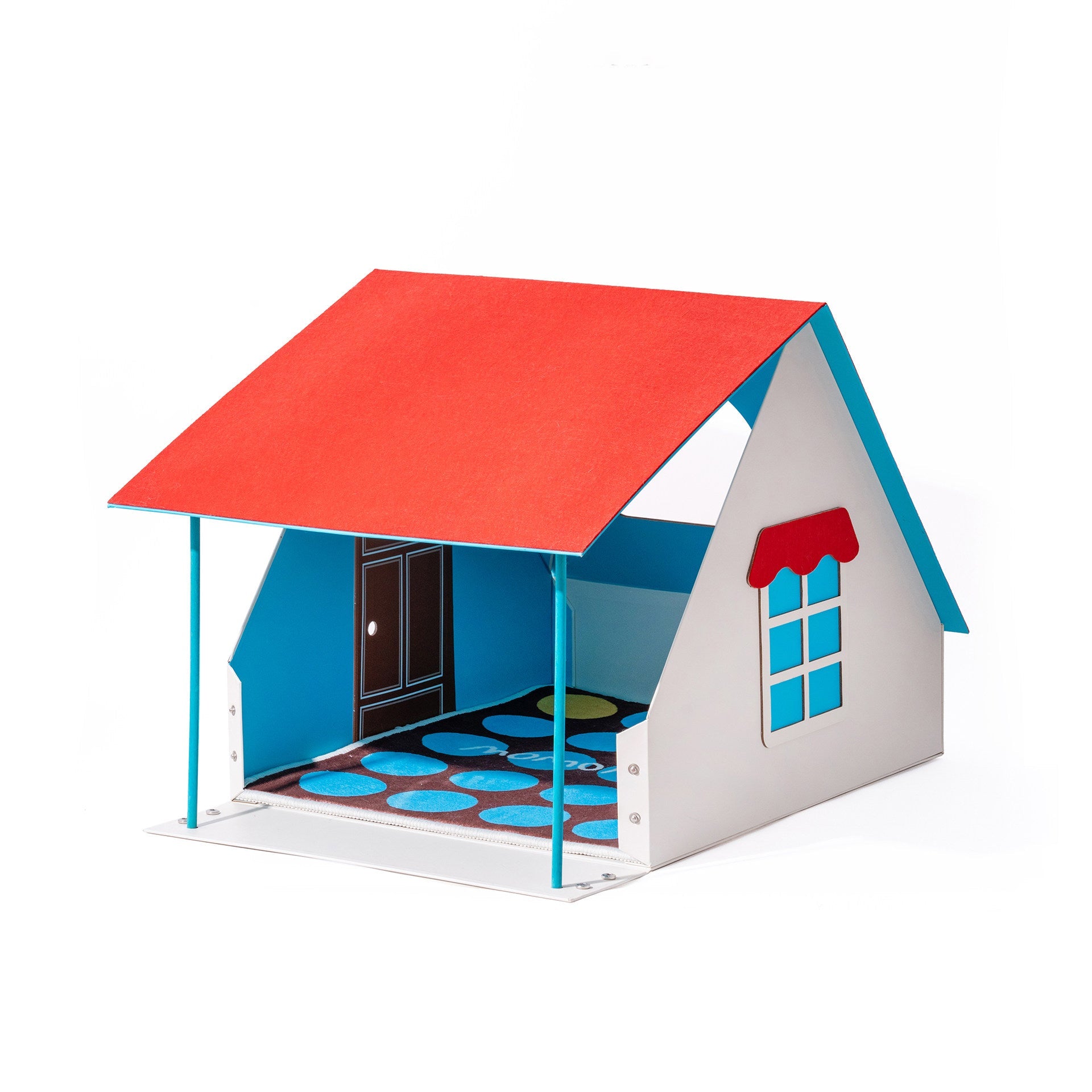 Contemporary Creative Rectangular House-Shaped Cardboard Felt Corrugated Paper Fleece Pad Cat Bed For Bedroom