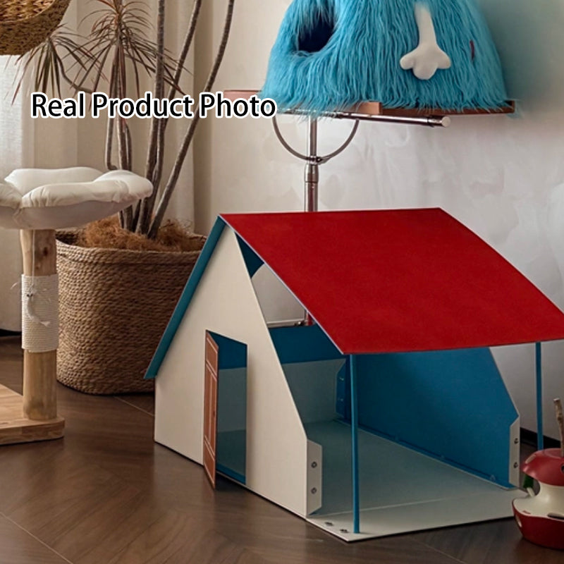 Contemporary Creative Rectangular House-Shaped Cardboard Felt Corrugated Paper Fleece Pad Cat Bed For Bedroom