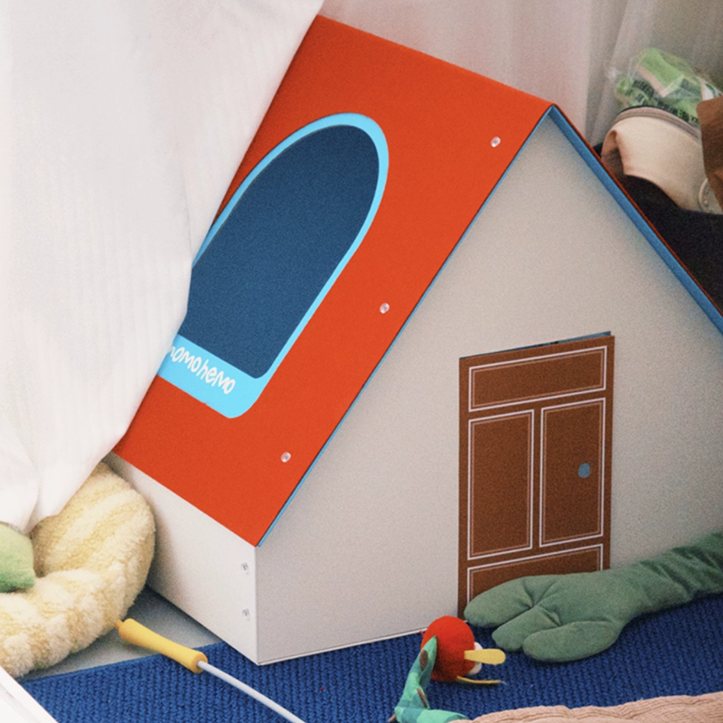 Contemporary Creative Rectangular House-Shaped Cardboard Felt Corrugated Paper Fleece Pad Cat Bed For Bedroom