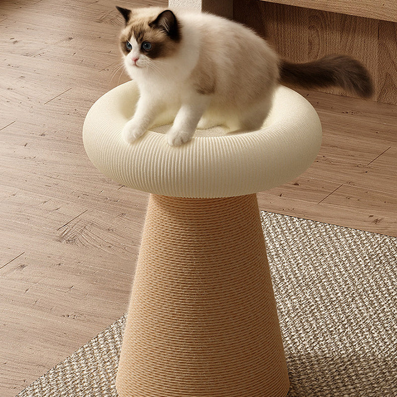 Contemporary Nordic Cone-Shaped Cylindrical Round Corduroy Hemp Rope Plywood Cat Tree & Condo 1 - Condo For Living Room