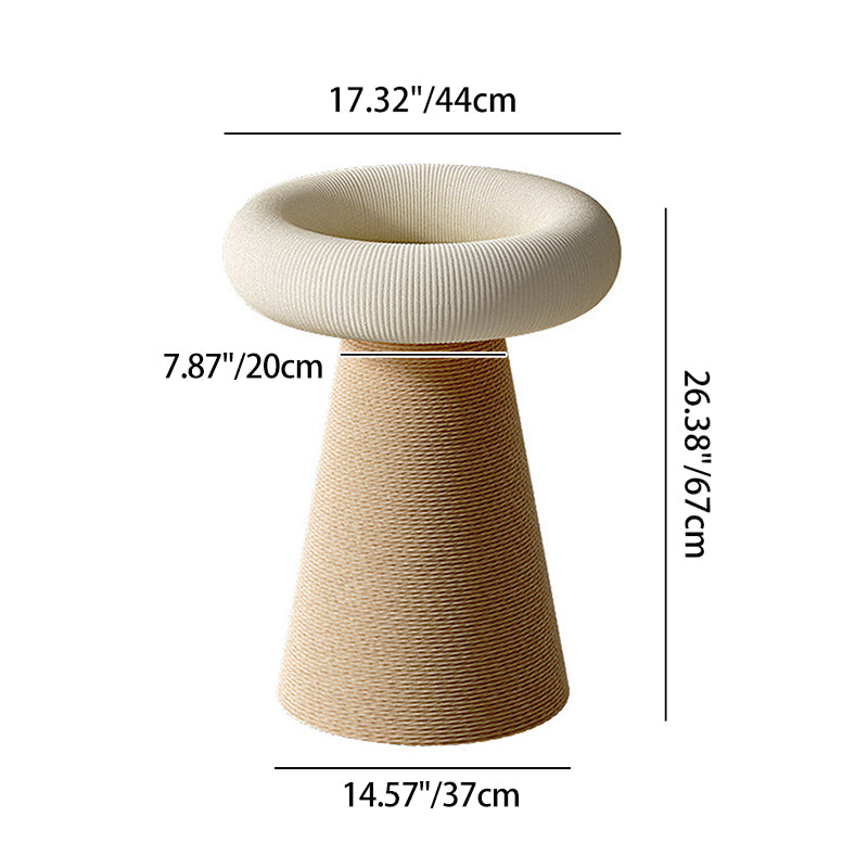 Contemporary Nordic Cone-Shaped Cylindrical Round Corduroy Hemp Rope Plywood Cat Tree & Condo 1 - Condo For Living Room