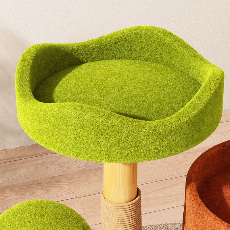 Contemporary Creative Rectangular Cylindrical Tree-Shaped Medium Density Fiberboard Wooden Velvet Sisal Plastic Cat Tree & Condo 1-Scratching Post 2-Condo For Living Room