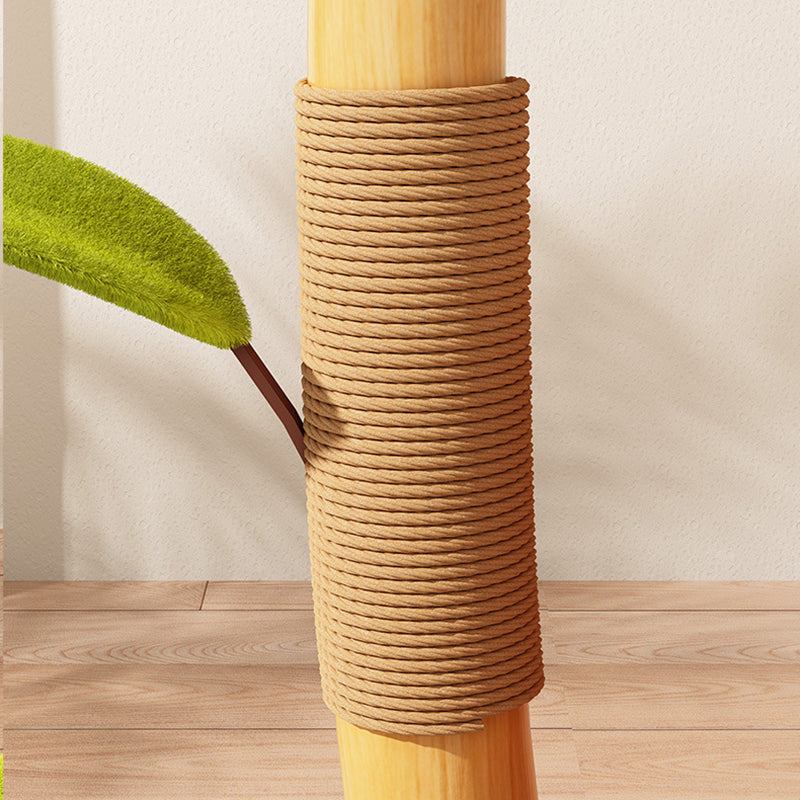 Contemporary Creative Rectangular Cylindrical Tree-Shaped Medium Density Fiberboard Wooden Velvet Sisal Plastic Cat Tree & Condo 1-Scratching Post 2-Condo For Living Room