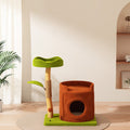 Contemporary Creative Rectangular Cylindrical Tree-Shaped Medium Density Fiberboard Wooden Velvet Sisal Plastic Cat Tree & Condo 1-Scratching Post 2-Condo For Living Room