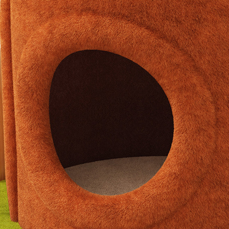 Contemporary Creative Rectangular Cylindrical Tree-Shaped Medium Density Fiberboard Wooden Velvet Sisal Plastic Cat Tree & Condo 1-Scratching Post 2-Condo For Living Room