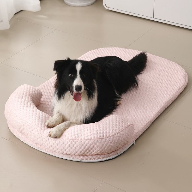 Modern Minimalist Cooling Ice Silk Sponge PP Cotton Oval Dog Bed For Living Room & Bedroom