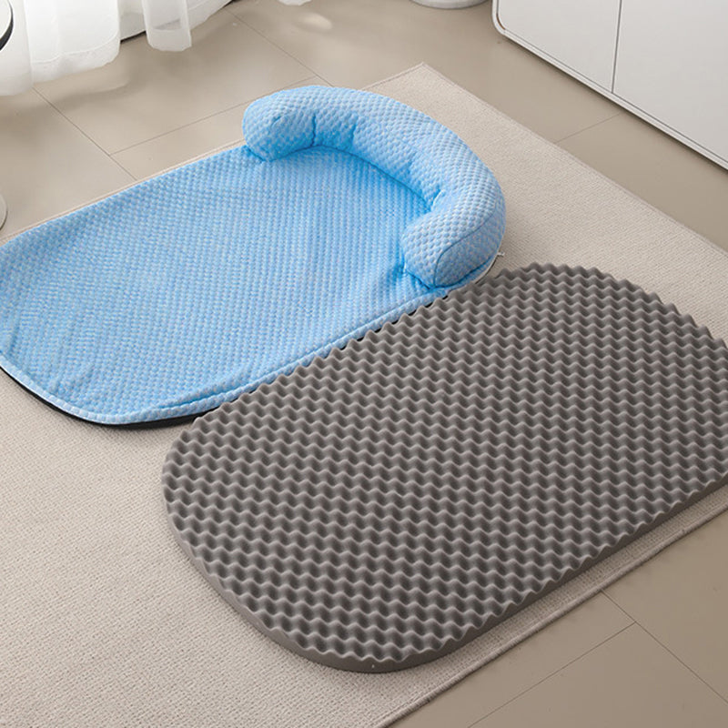 Modern Minimalist Cooling Ice Silk Sponge PP Cotton Oval Dog Bed For Living Room & Bedroom