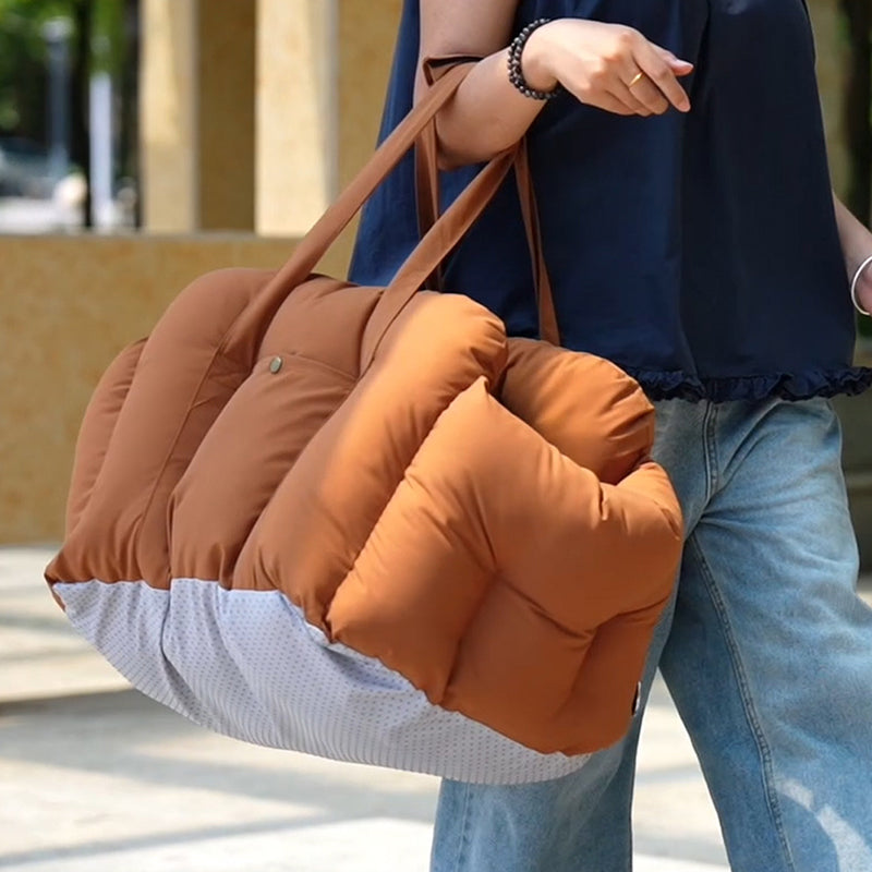 Modern Minimalist Cool Silk Cotton PP Cotton Rectangular Portable Car Dog Bed For Outdoor & Home