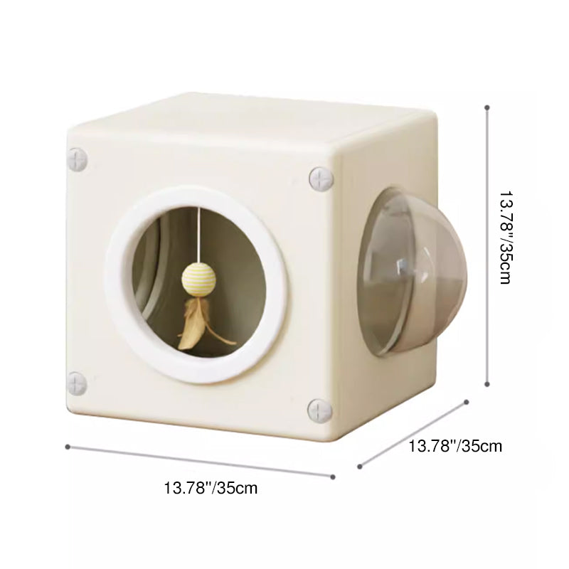 Modern Minimalist Resin PET Square Cat Bed 1-Toy Ball & Interchangeable Design For Living Room & Bedroom