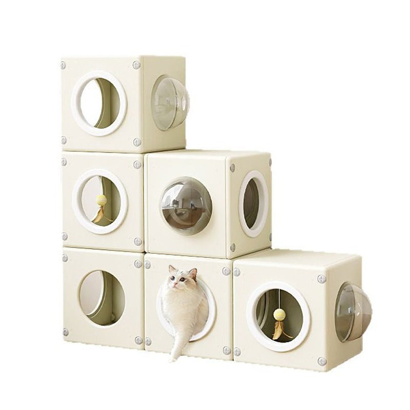 Modern Minimalist Resin PET Square Cat Bed 1-Toy Ball & Interchangeable Design For Living Room & Bedroom