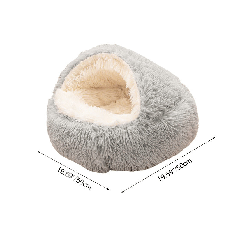 Modern Minimalist Long Velvet PP Cotton Round Cat Bed For Living Room & Bedroom