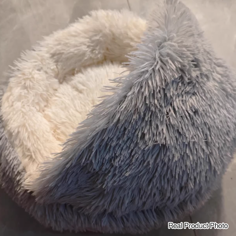 Modern Minimalist Long Velvet PP Cotton Round Cat Bed For Living Room & Bedroom