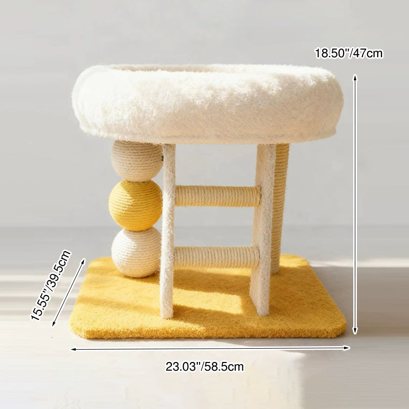 Modern Minimalist MDF Velvet Sisal Rectangular Cat Tree & Condos 1-Condo 1-Ladder 2-Scratching Post For Living Room