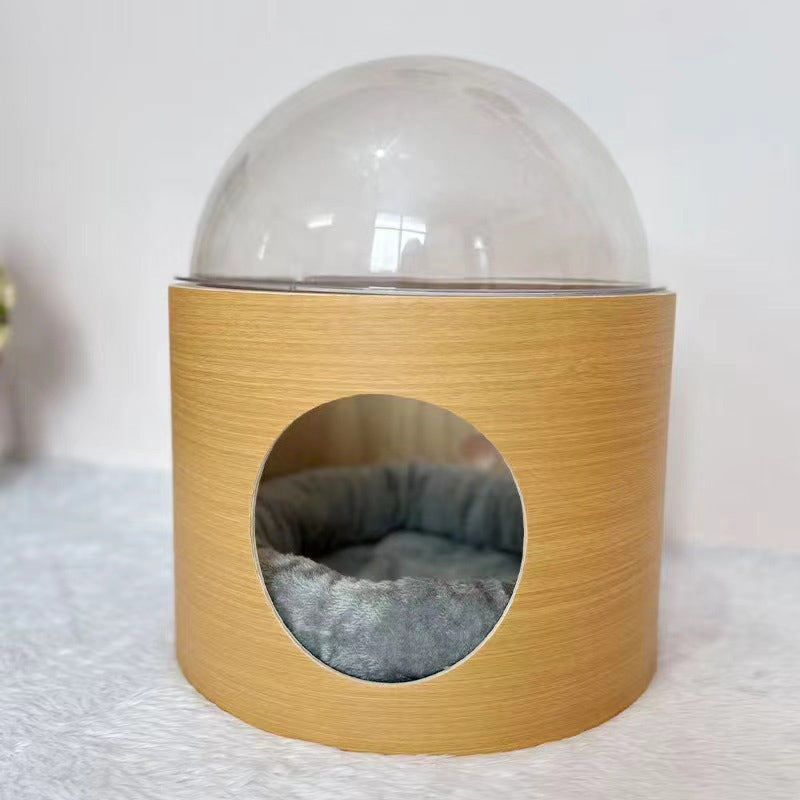 Modern Minimalist MDF Sisal Acrylic Oval Space Capsule Cat Bed For Living Room & Bedroom